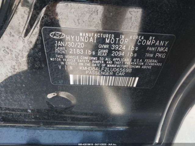 KMHD84LF2LU065698 Hyundai ELANTRA SEL