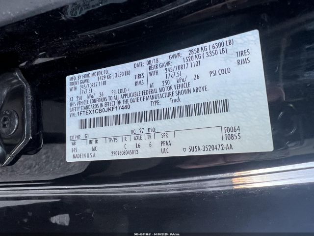 1FTEX1CB0JKF17440 Ford F150 Super Cab