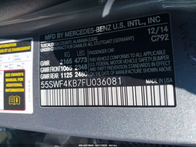 55SWF4KB7FU036081 Mercedes-Benz C 300 4matic/luxury 4matic/sport 4matic