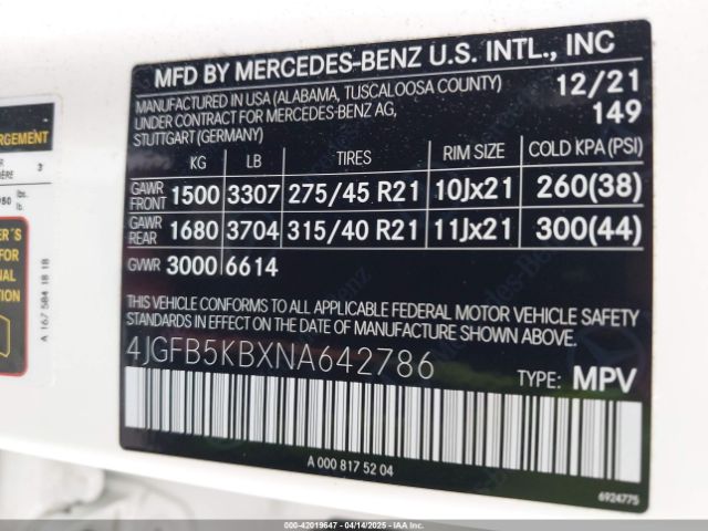 4JGFB5KBXNA642786 Mercedes-Benz Gle 450 4matic