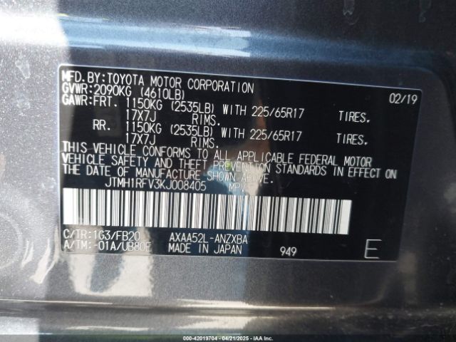 JTMH1RFV3KJ008405 Toyota RAV4 LE