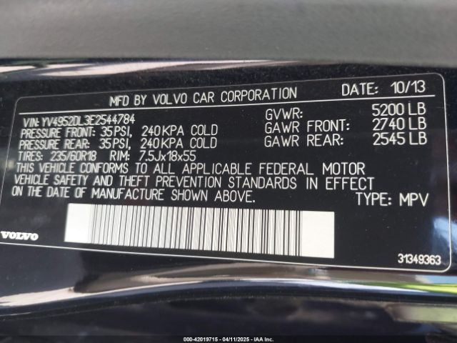 YV4952DL3E2544784 Volvo XC60 3.2
