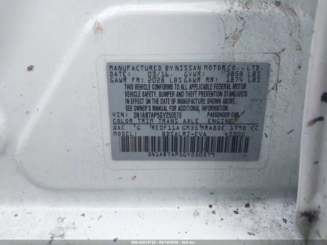 3N1AB7AP5GY250579 Nissan 2016