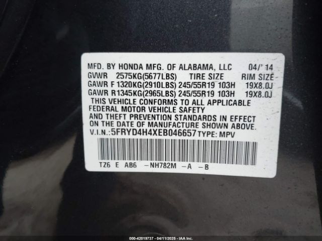 2014 ACURA MDX 5FRYD4H4XEB046657 Photo 8