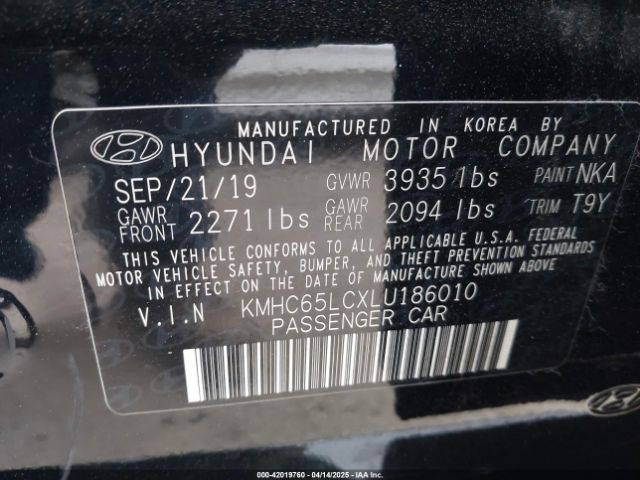 KMHC65LCXLU186010 Hyundai Ioniq Hybrid Blue