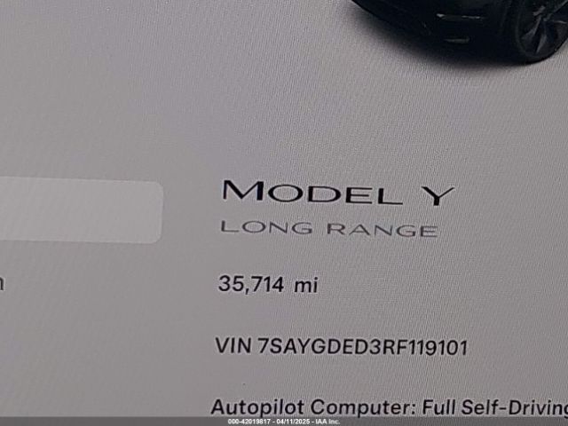 7SAYGDED3RF119101 Tesla Model Y Long Range Dual Motor All-wheel Drive/rwd