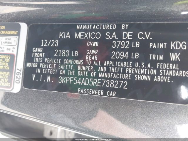 3KPF54AD5RE738272 KIA mpi nu