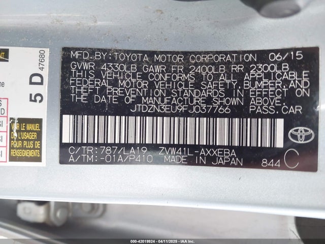 Toyota Prius V Four 2015 JTDZN3EU9FJ037766 Image 9