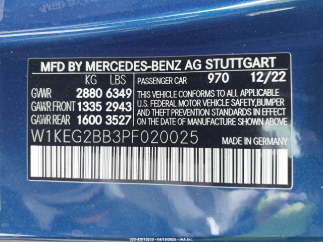 W1KEG2BB3PF020025 Mercedes-Benz Eqe 350