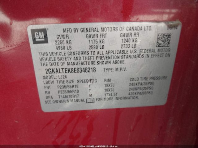 2GKALTEK8E6348218 GMC Terrain Slt-2