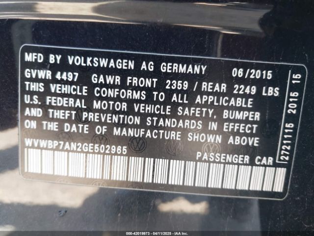 WVWBP7AN2GE502965 Volkswagen Cc 2.0t Sport