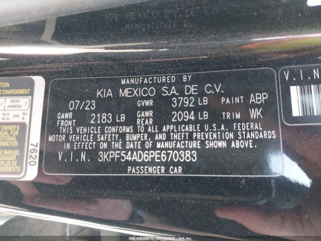 3KPF54AD6PE670383 KIA Forte Gt-line