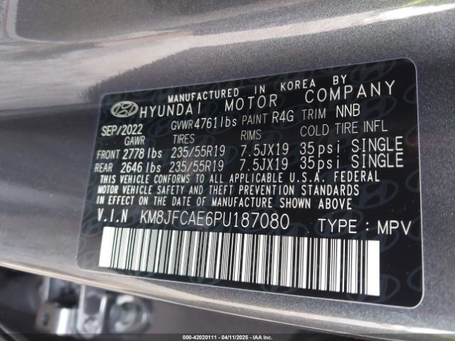 KM8JFCAE6PU187080 Hyundai Tucson N Line