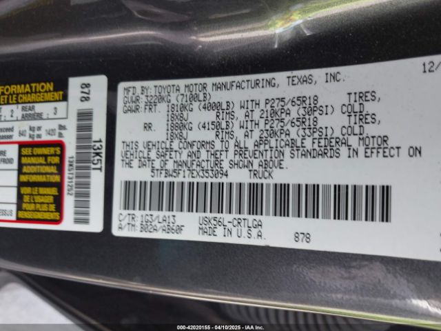 5TFBW5F17EX353094 Toyota 3ur-fbe