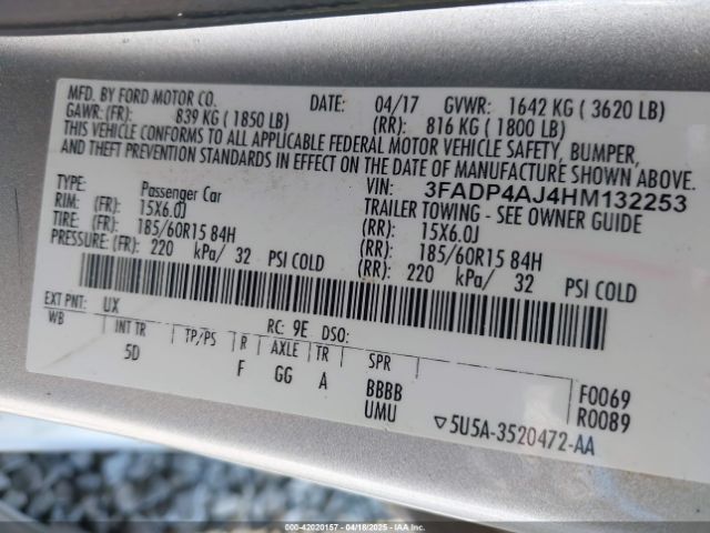 3FADP4AJ4HM132253 Ford FIESTA S
