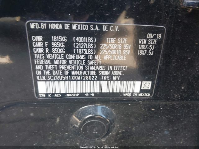 2019 HONDA HR-V 3CZRU5H1XKM728022 Photo 8