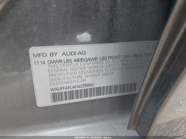 WAUFFAFL4FA073680 Audi A4 2.0t Premium