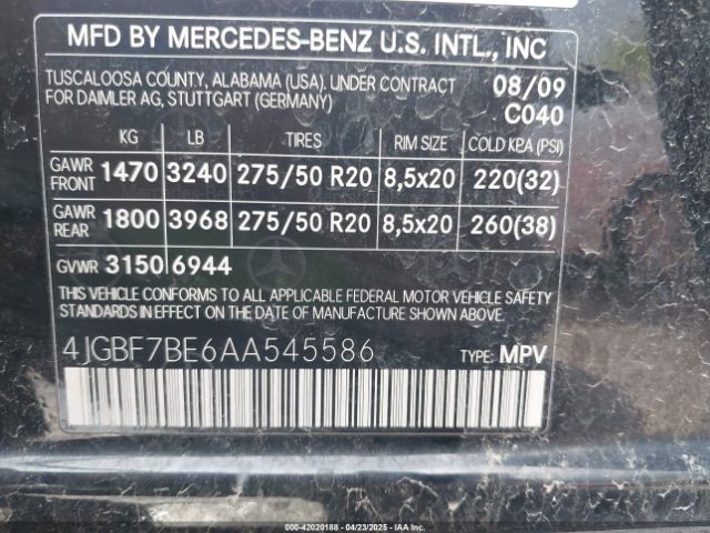 2010 MERCEDES-BENZ GL 450 4JGBF7BE6AA545586 Photo 8