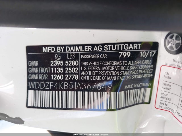 WDDZF4KB5JA367649 Mercedes-Benz E 300 4matic