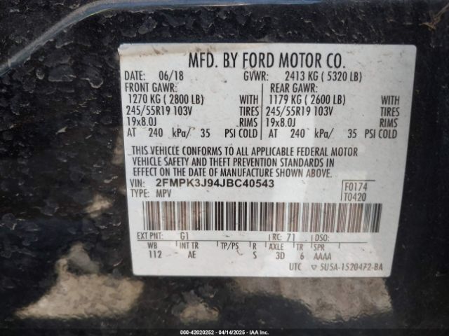 2FMPK3J94JBC40543 Ford EDGE SEL