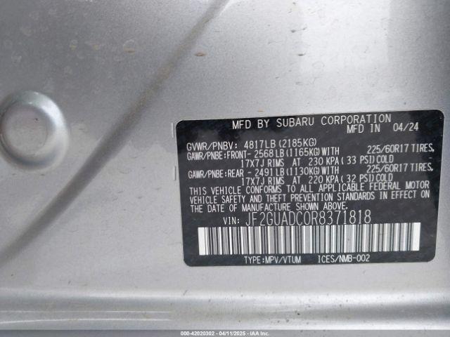 JF2GUADC0R8371818 Subaru Crosstrek Premium
