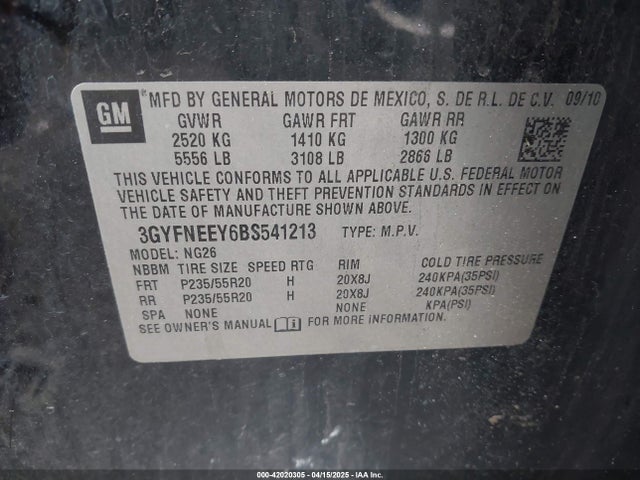 2011 CADILLAC SRX 3GYFNEEY6BS541213 Photo 8