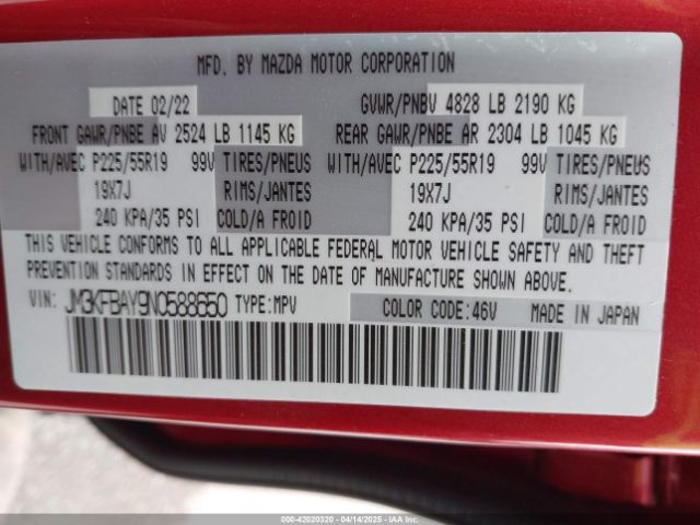 JM3KFBAY9N0588650 Mazda Cx-5 2.5 Turbo