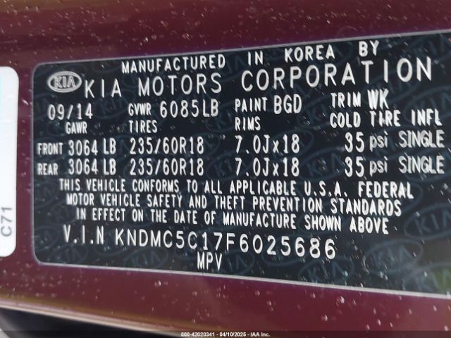 KNDMC5C17F6025686 KIA SEDONA EX