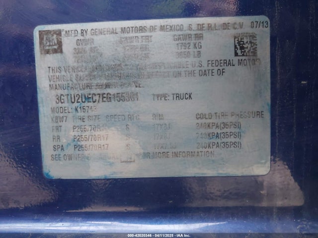 3GTU2UEC7EG155301 GMC Sierra 1500 Sle