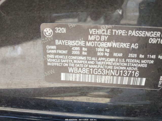 WBA8E1G53HNU13716 BMW 320i