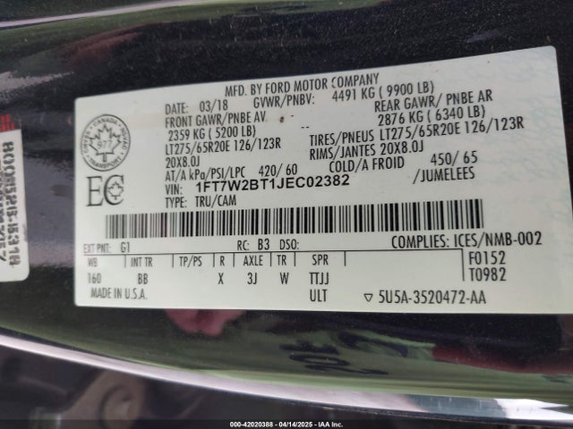Ford F-250 Platinum 2018 1FT7W2BT1JEC02382 Image 9