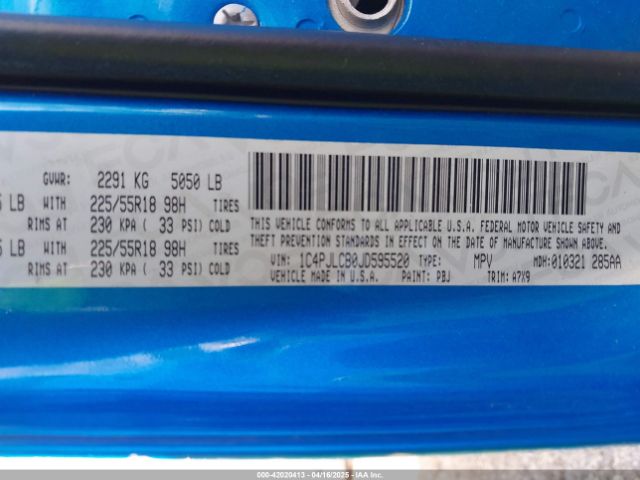1C4PJLCB0JD595520 Jeep Cherokee Latitude Fwd