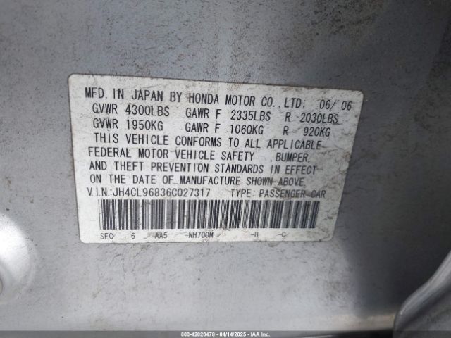 2006 ACURA TSX JH4CL96836C027317 Photo 8