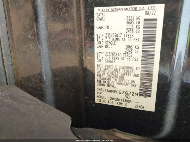 5N1BT3AB4PC676229 Nissan Rogue S Intelligent Awd
