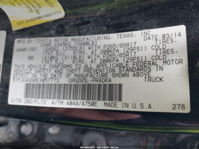 5TFJU4GN8EX057773 Toyota Tacoma Prerunner V6