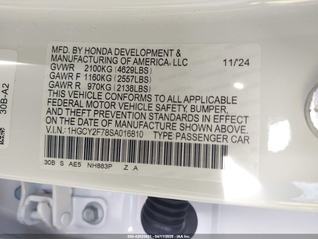 1HGCY2F78SA016810 Honda lfc5