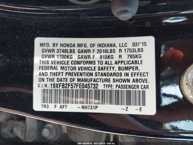 19XFB2F57FE045732 Honda Civic Lx