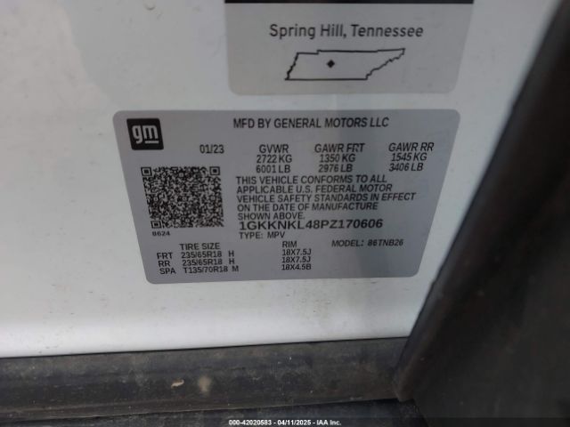 1GKKNKL48PZ170606 GMC Acadia Fwd Sle