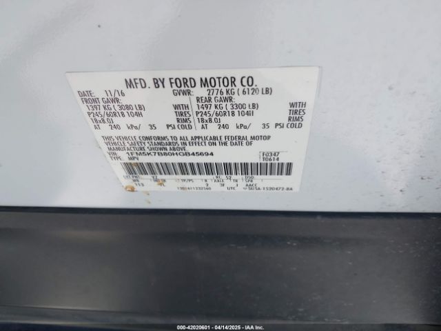1FM5K7B80HGB45694 Ford Explorer