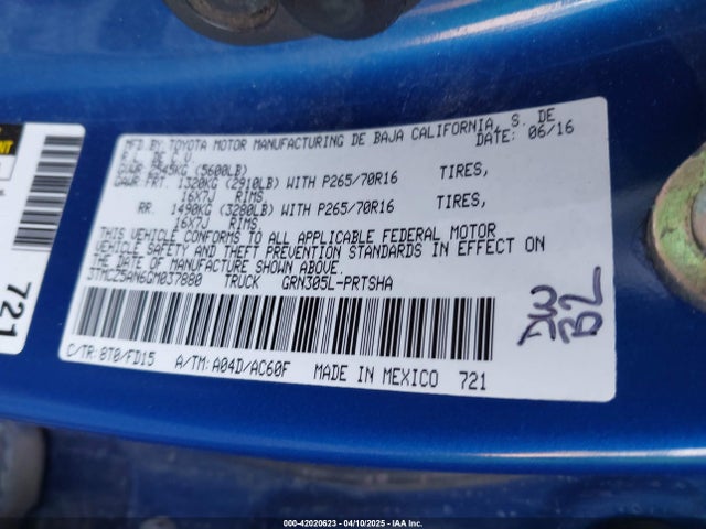 3TMCZ5AN6GM037880 Toyota Tacoma Trd Off Road