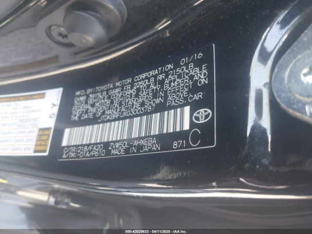 JTDKBRFUXG3003787 Toyota Prius Two