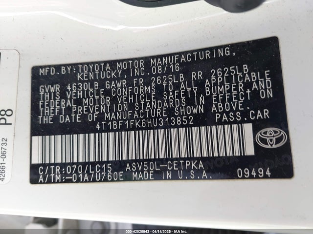Toyota CAMRY XSE 2017 4T1BF1FK6HU313852 Image 9