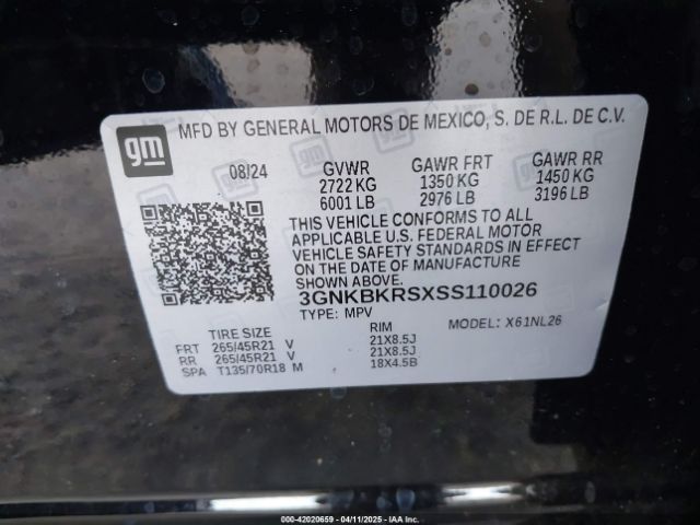 3GNKBKRSXSS110026 Chevrolet Blazer Awd Rs