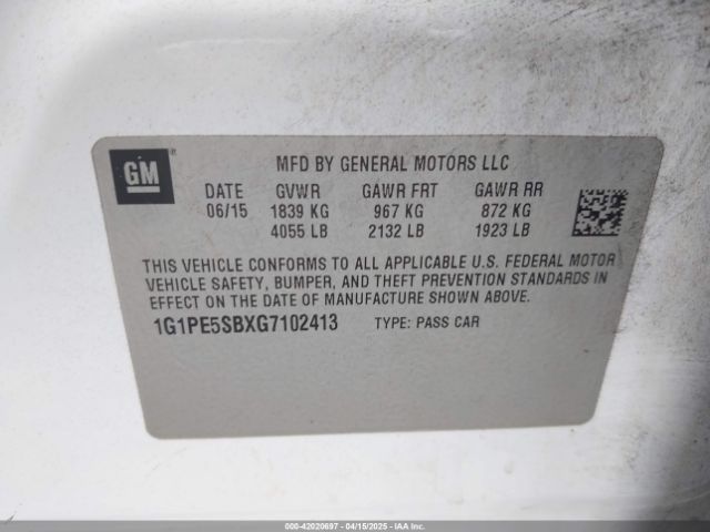 1G1PE5SBXG7102413 Chevrolet Cruze Limited 1lt Auto