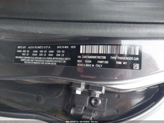 ZARFAMBN6K7607298 Alfa Romeo Giulia Ti Sport Rwd
