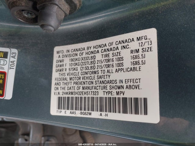 2HKRM3H32EH517323 Honda CR-V LX