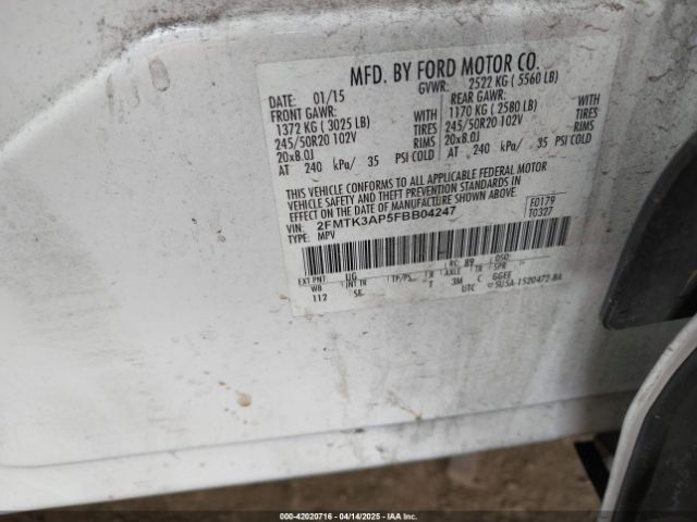 2FMTK3AP5FBB04247 Ford EDGE SPORT