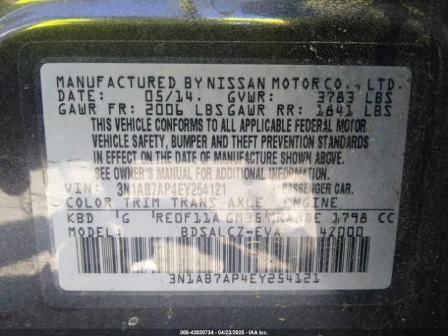 3N1AB7AP4EY254121 Nissan SENTRA S