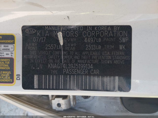 KNAGT4L39J5199134 KIA kmc g 2.4 dohc gdi