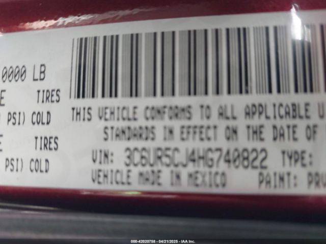 3C6UR5CJ4HG740822 RAM 2500 Tradesman  4x4 6'4 Box